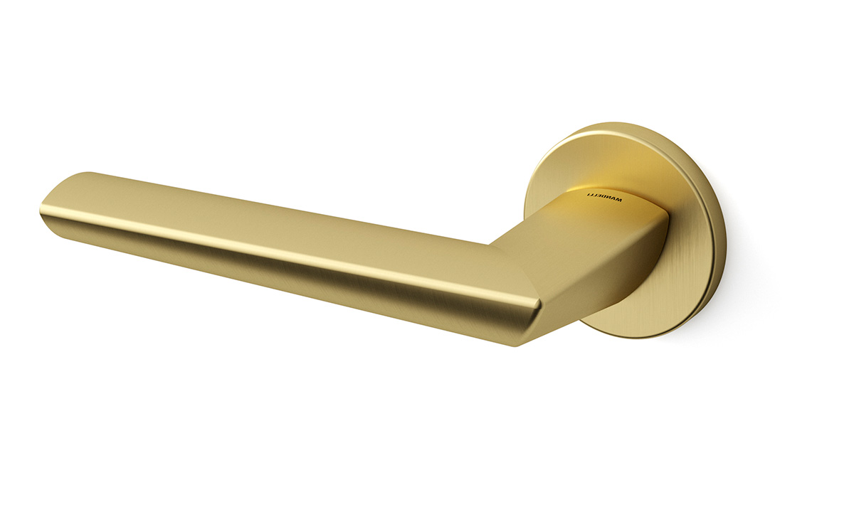 TH Isi deurkruk links 51x6 mm Mat messing op rozet