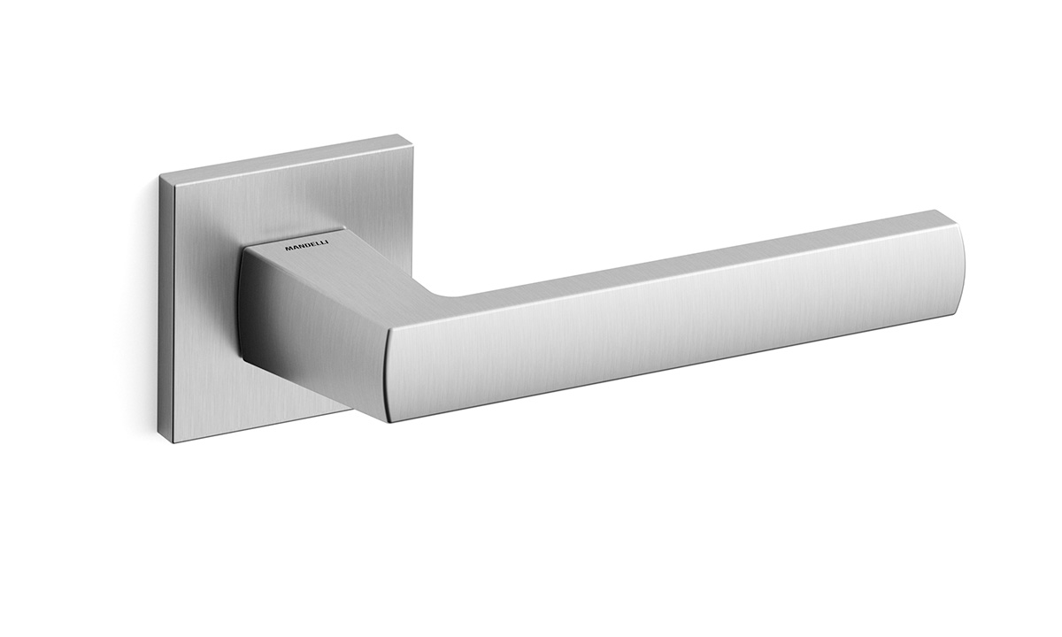 TH Fan deurkruk paar 50x50x6 mm Mat chroom op rozet
