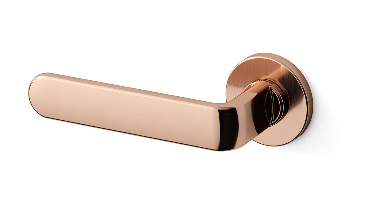 TH deurkruk PP33 links 51x6 mm Rose goud op rozet