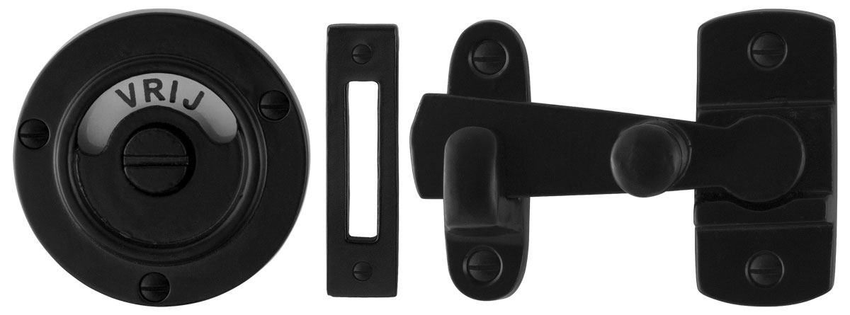 TH toiletgarnituur met overslag Smeedijzer zwart 8 mm stift