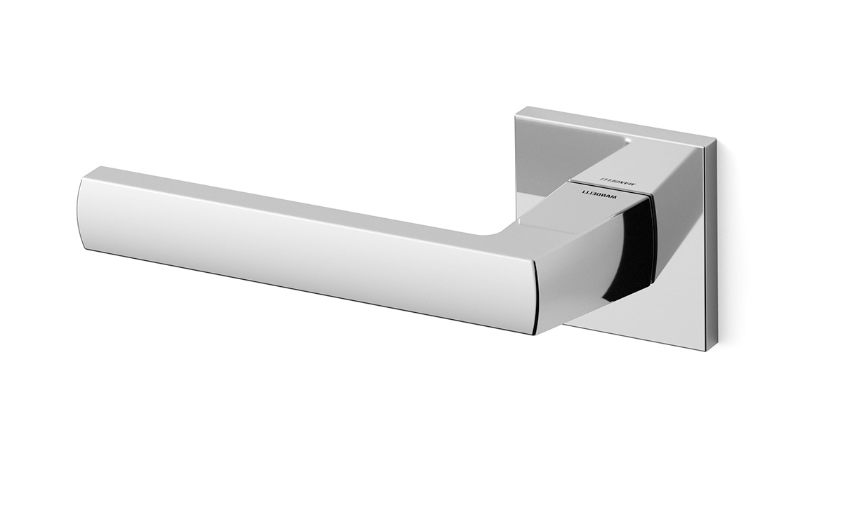 TH Fan deurkruk links 50x50x6 mm Chrome op rozet