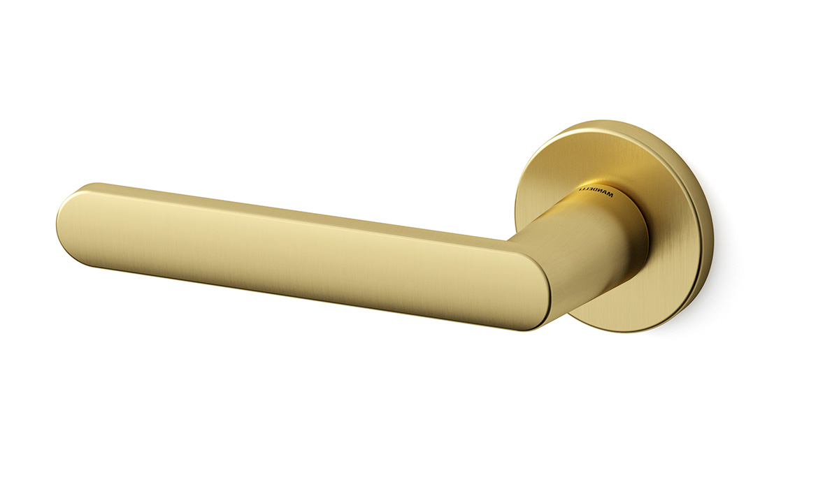 TH Zante deurkruk links 51x6 mm Mat messing op rozet