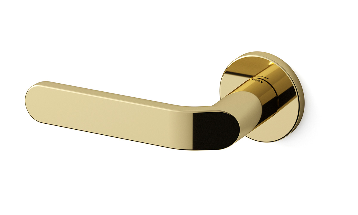 TH Callas deurkruk links 51x6 mm Messing gepolijst op rozet