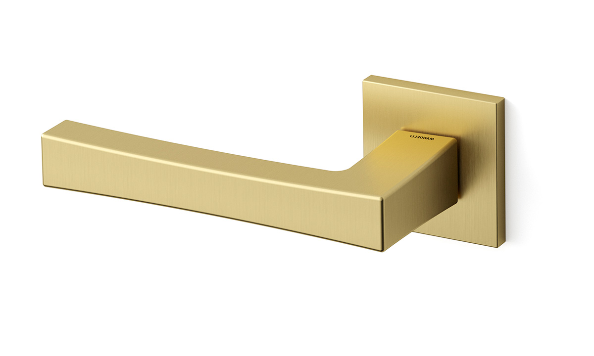 TH Telis deurkruk links 50x50x6 mm Mat messing op rozet