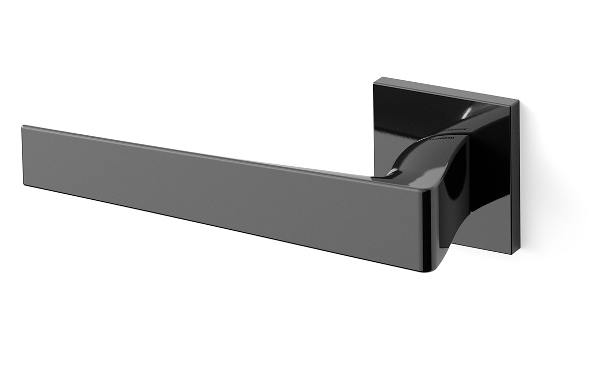 TH Seven deurkruk links 50x50x6 mm Glanzend zwart op rozet