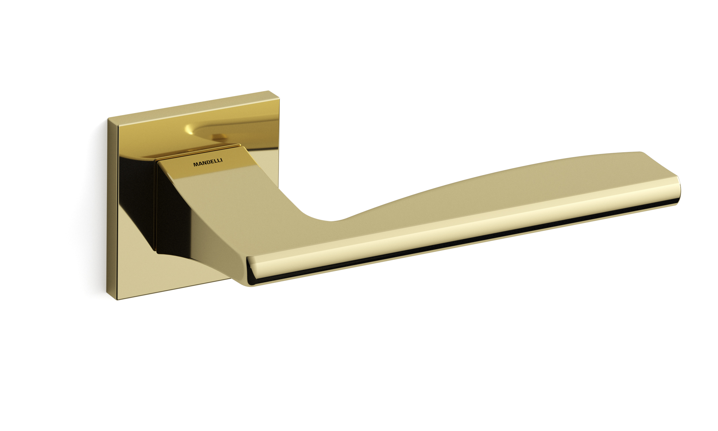 TH Link deurkruk paar 50x50x6 mm Messing gepolijst op rozet