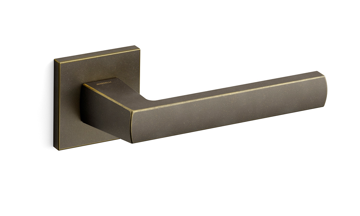 TH Fan deurkruk rechts 50x50x6 mm Imperial brons op rozet