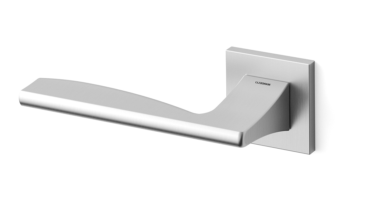 TH Link deurkruk links 50x50x6 mm Mat chroom op rozet
