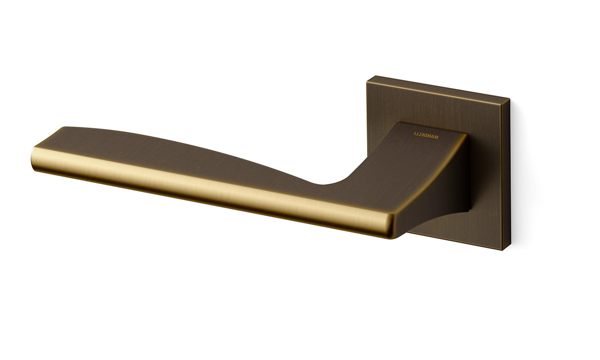 TH Link deurkruk links 50x50x6 mm Matbrons op rozet