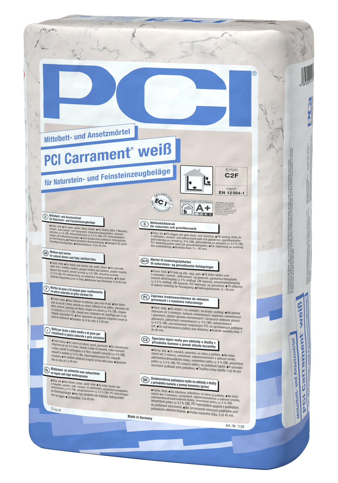PCI Carrament 25 kg wit middenbed- en zetmortel