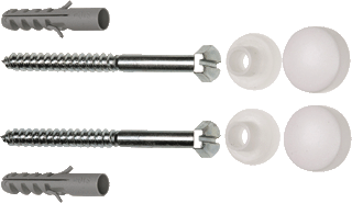 Schroefbevestigingsset 6x70 mm 2st RVS + afdekkap wit 6-kantkop