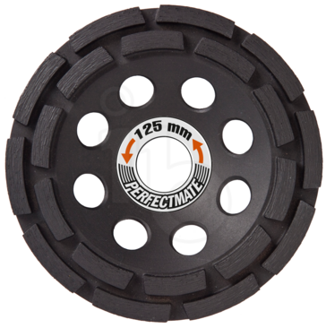 Diamantslijpkop standard 125 mm asgat 22,2 mm dubbel rings duty