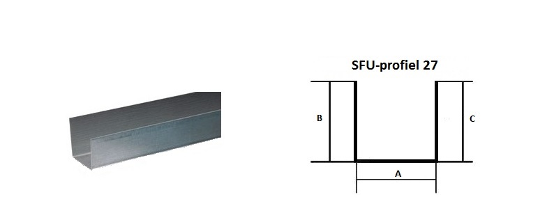Metalstud plafondprof U27 4,00 mt