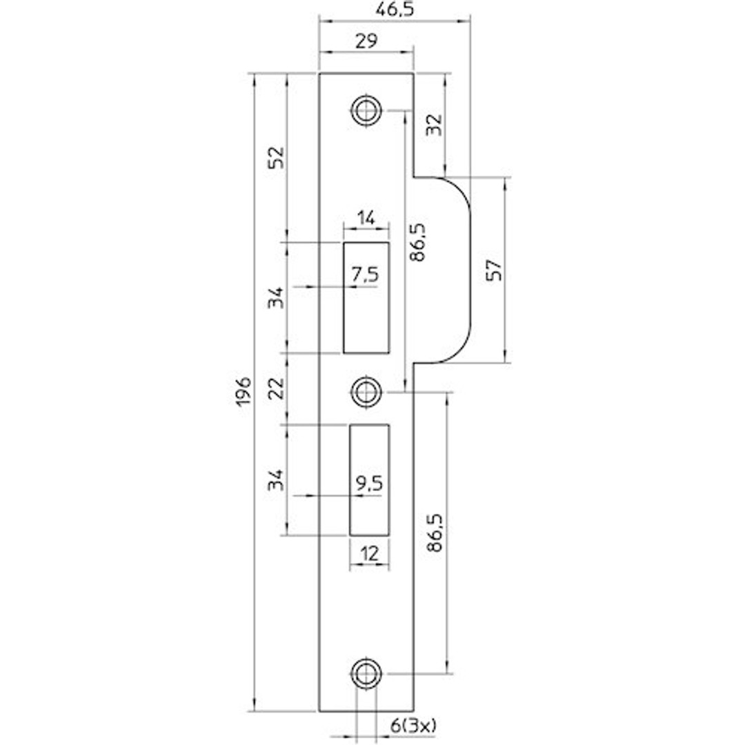 Nemef sluitplaat P4119/17 LS rvs afgerond (SZ)