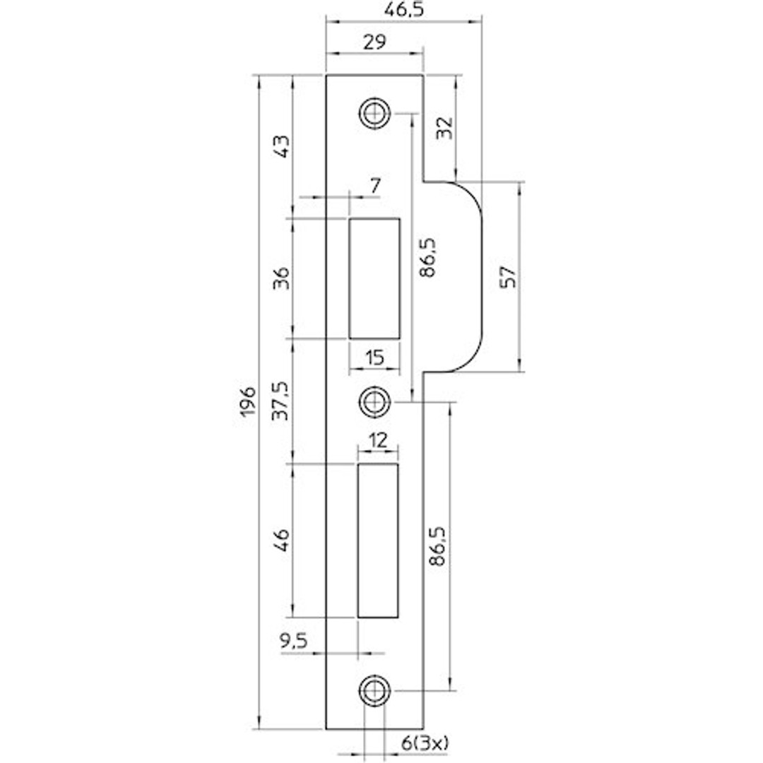 Nemef sluitplaat P4139/17 RS rvs afgerond (SZ)