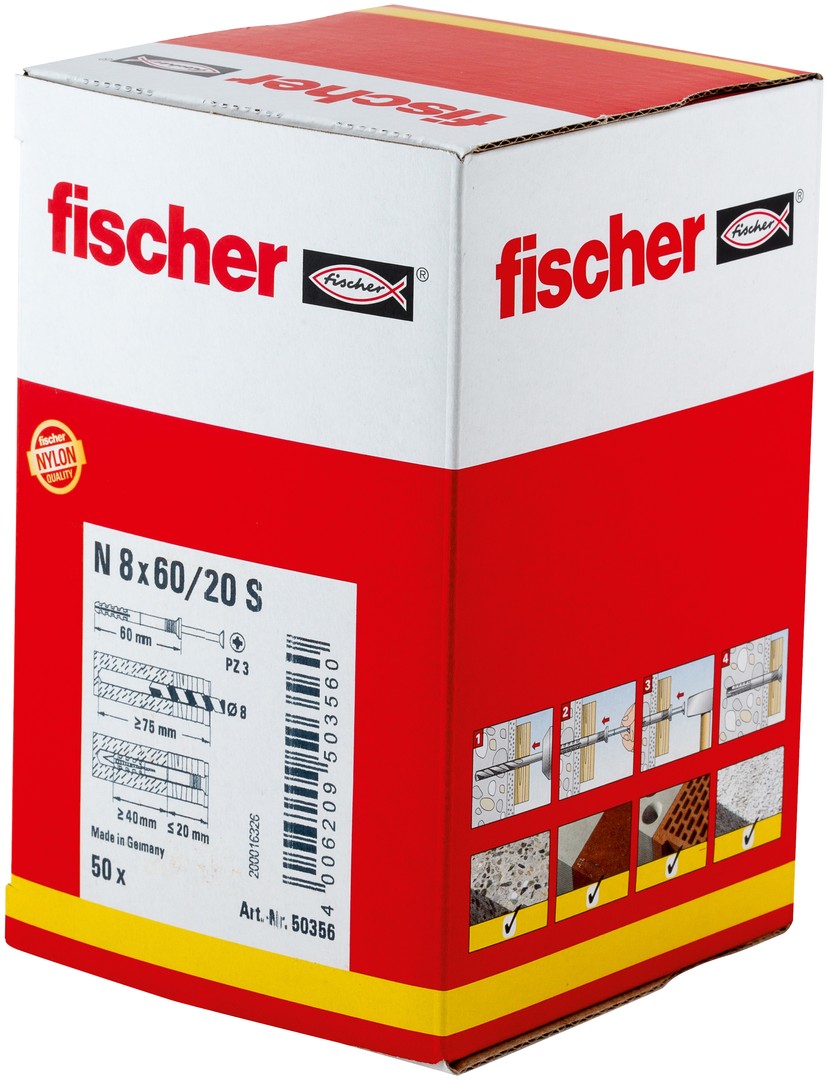 Fischer nagelplug N 8X60 Z 50 st (VZ)