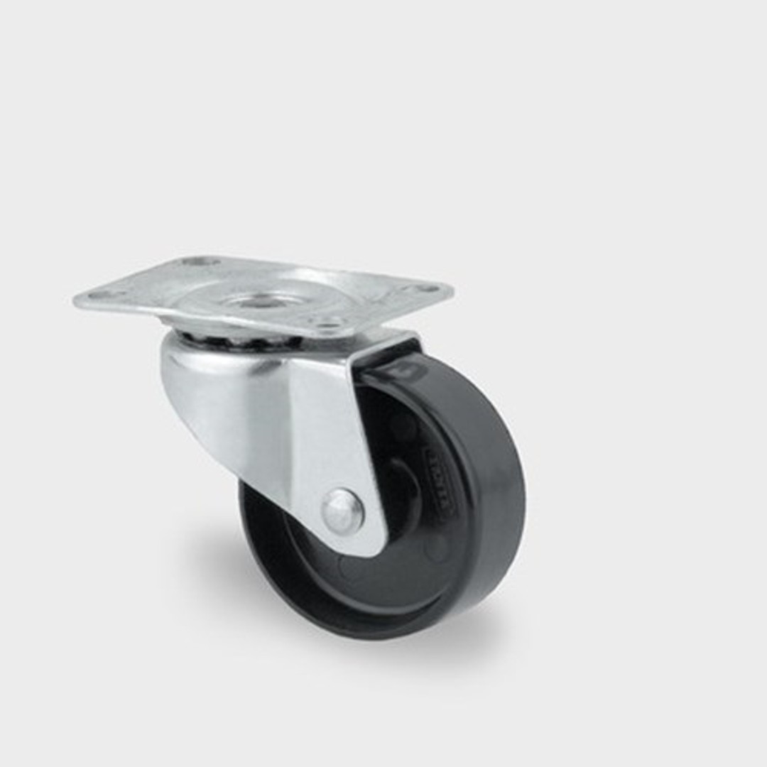 Zwenkwiel kunststof 50x21mm 40kg plaat 59x47mm