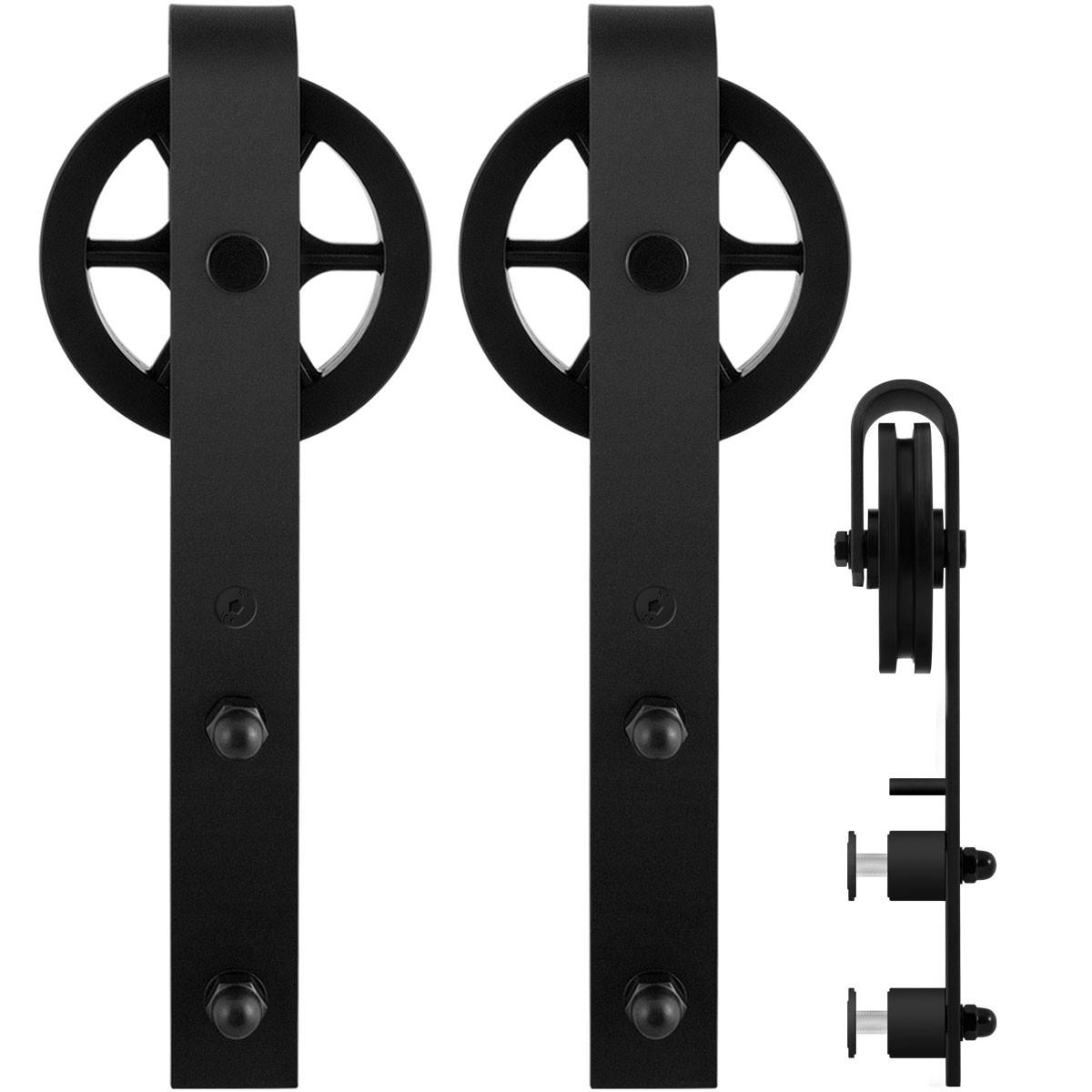 TH schuifdeurhanger set Teho Zwart t.b.v glazen schuifdeuren