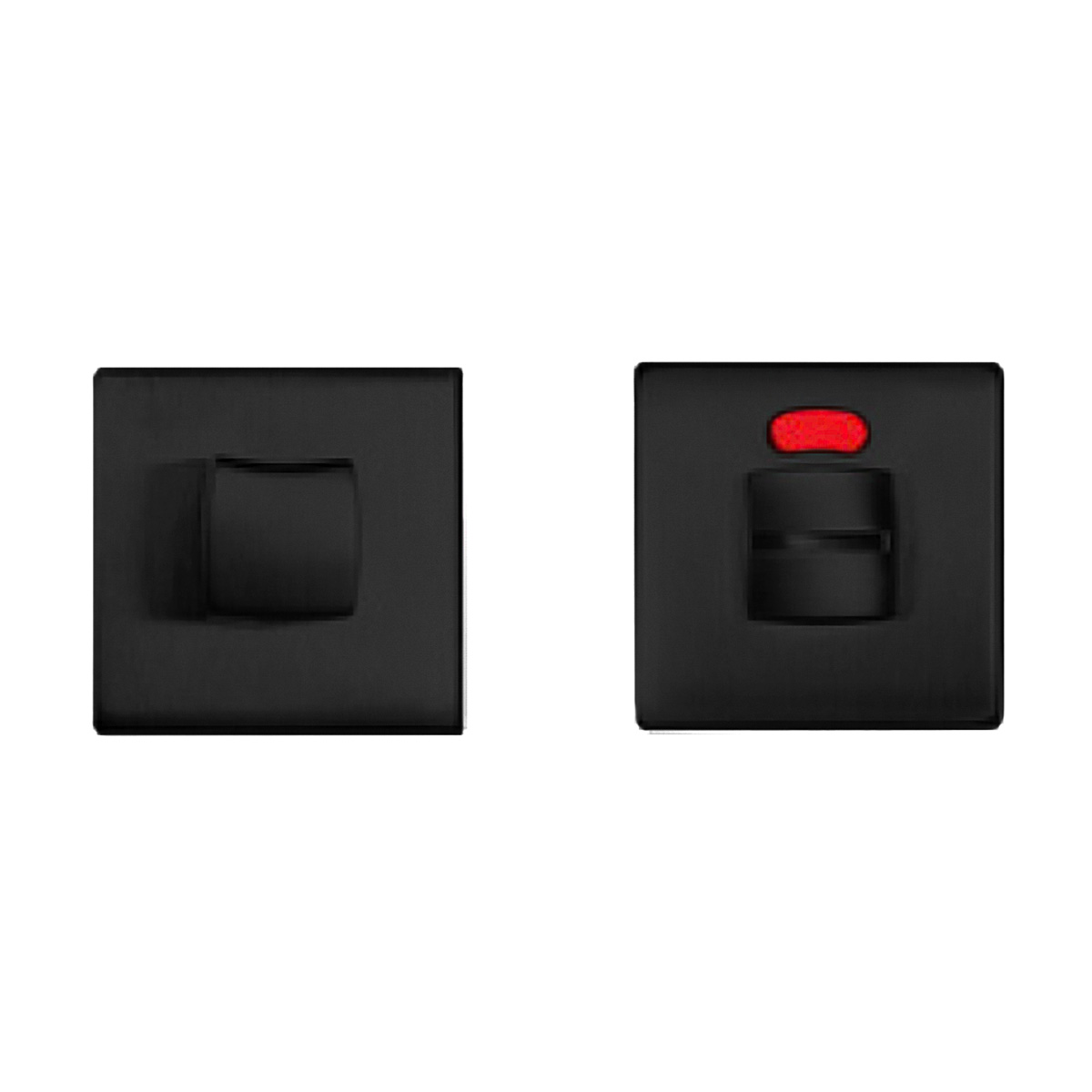 TH toiletgarnituur 50x50x6 mm Mat zwart vierkant + rood/wit indi