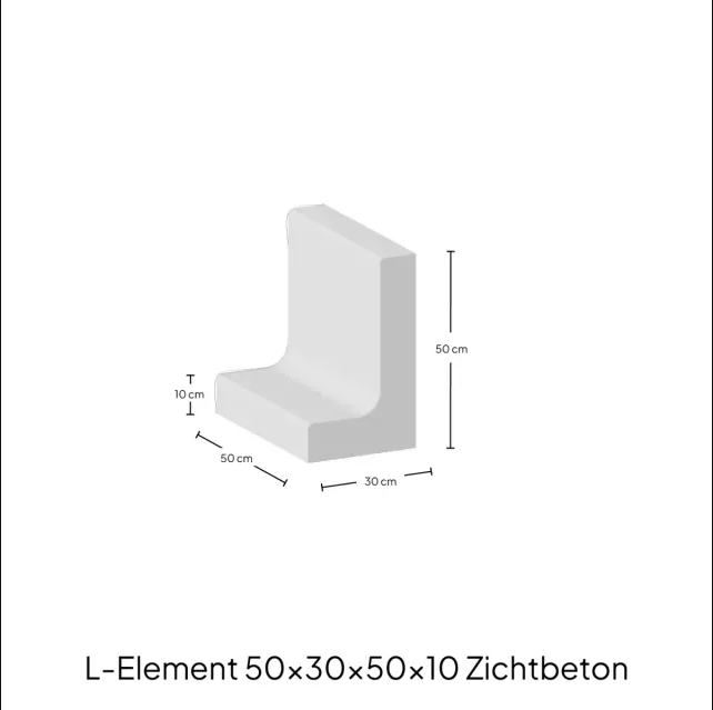 L-Element 50x30x50x10 cm Grijs Zichtbeton