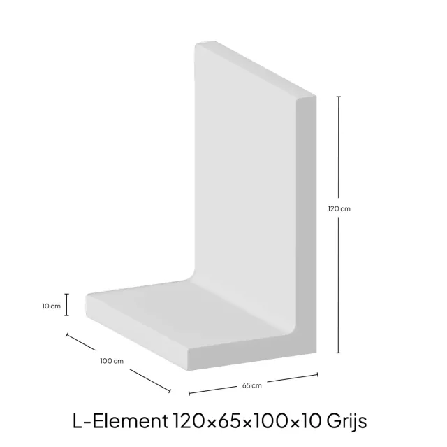 L-Element 120x65x100x10 cm Grijs Zichtbeton