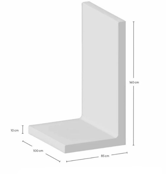 L-Element 160x85x100x10 cm Grijs Zichtbeton