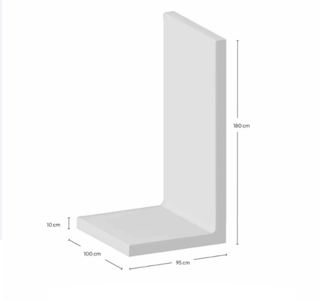 L-Element 180x95x100x10 cm Grijs Zichtbeton