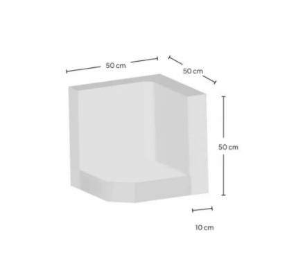 Hoek L-element 50x50x50x10 cm Grijs Zichtbeton