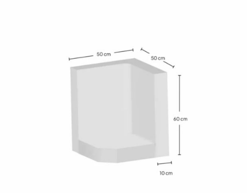 Hoek L-element 60x50x50x10 cm Grijs Zichtbeton