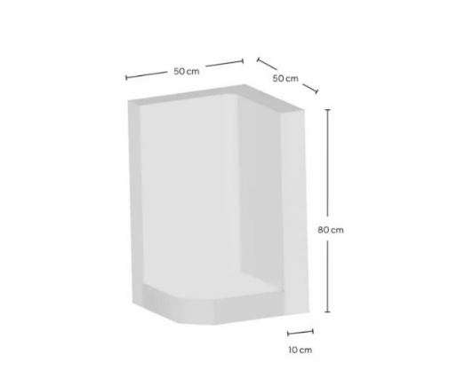 Hoek L-element 80x50x50x10 cm Grijs Zichtbeton