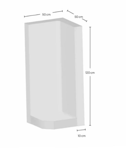 Hoek L-element 120x50x50x10 cm Grijs Zichtbeton