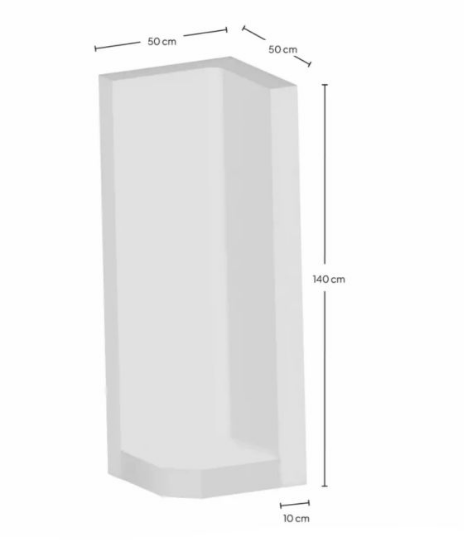 Hoek L-element 140x50x50x10 cm Grijs Zichtbeton