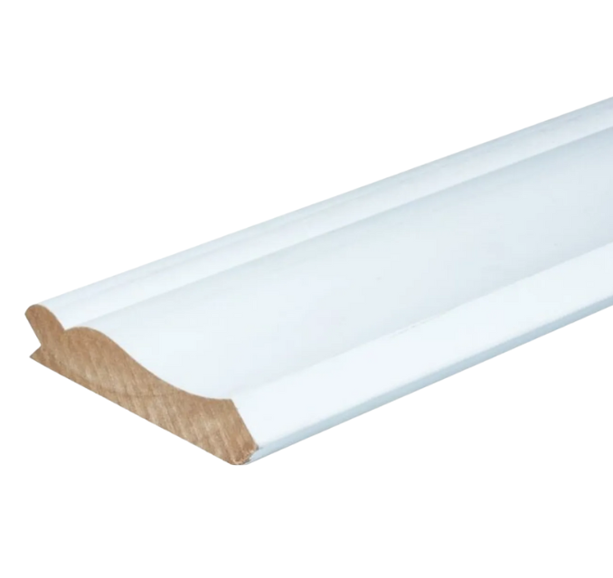 Meranti neuslijst 28x140x4900mm wit gegrond