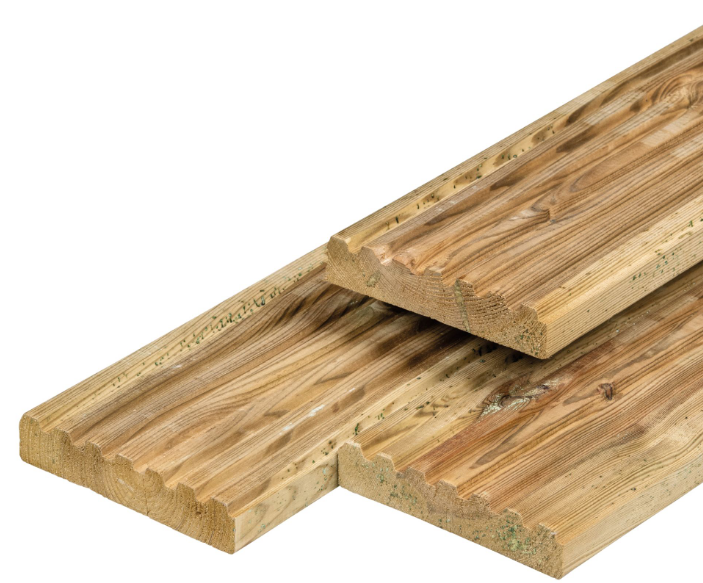 Grenen vlonderplank 28x145x4000mm gewolmaniseerd