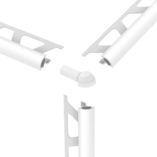 Schluter rondec-e/pro 8 mm pvc bu.hoek wit EPRO80W