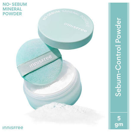 Innisfree No Sebum Mineral Powder For Oil Control, Makeup Fixer & Reduces Hair Greasiness (5gm)