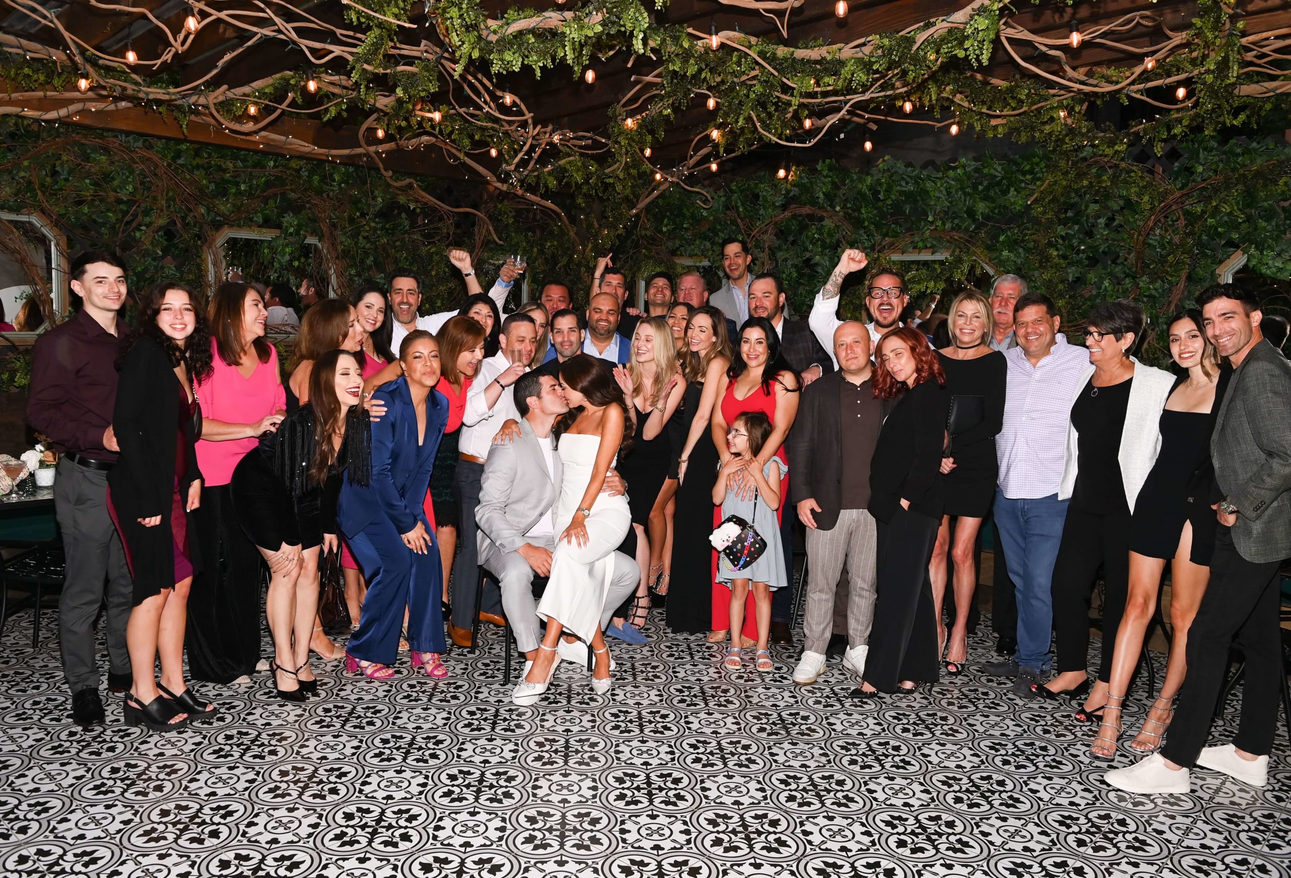 Guests raising a toast at a private event