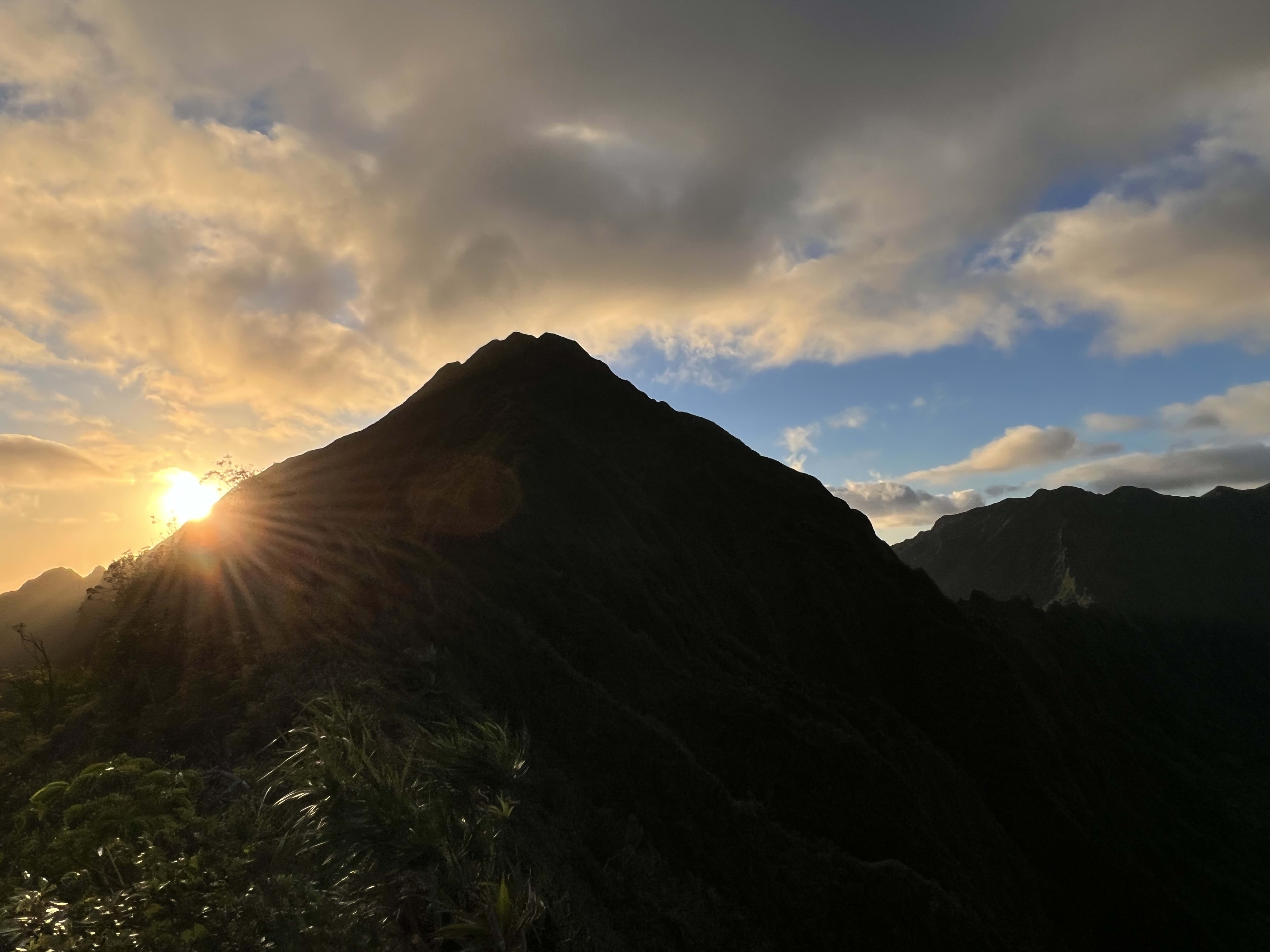 Sunset silhouette over the mountains