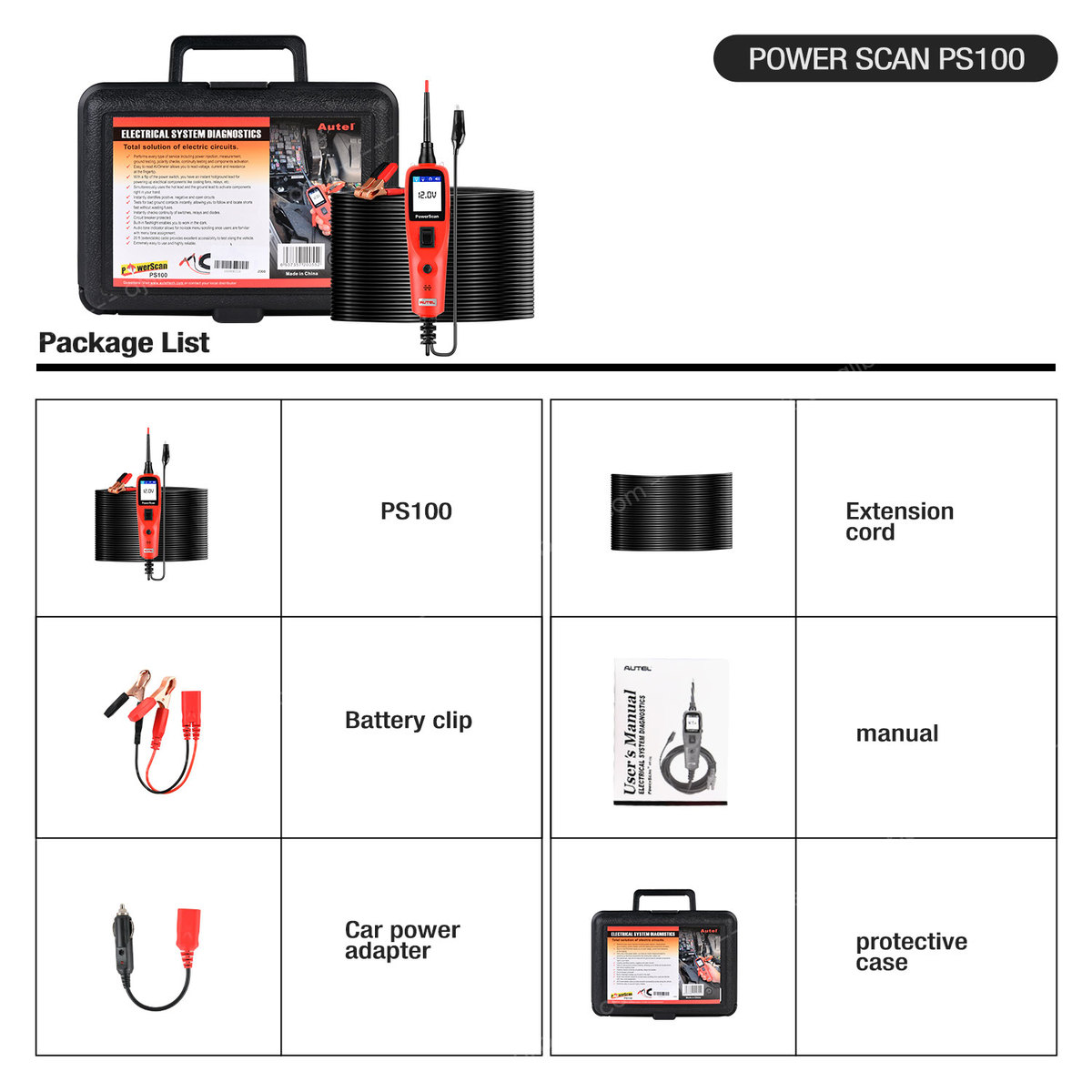 ⚡ Testeur de Circuit Électrique Professionnel : Autel PowerScan PS100 (12V & 24V) 🚗🔌 — photo 6 sur 6
