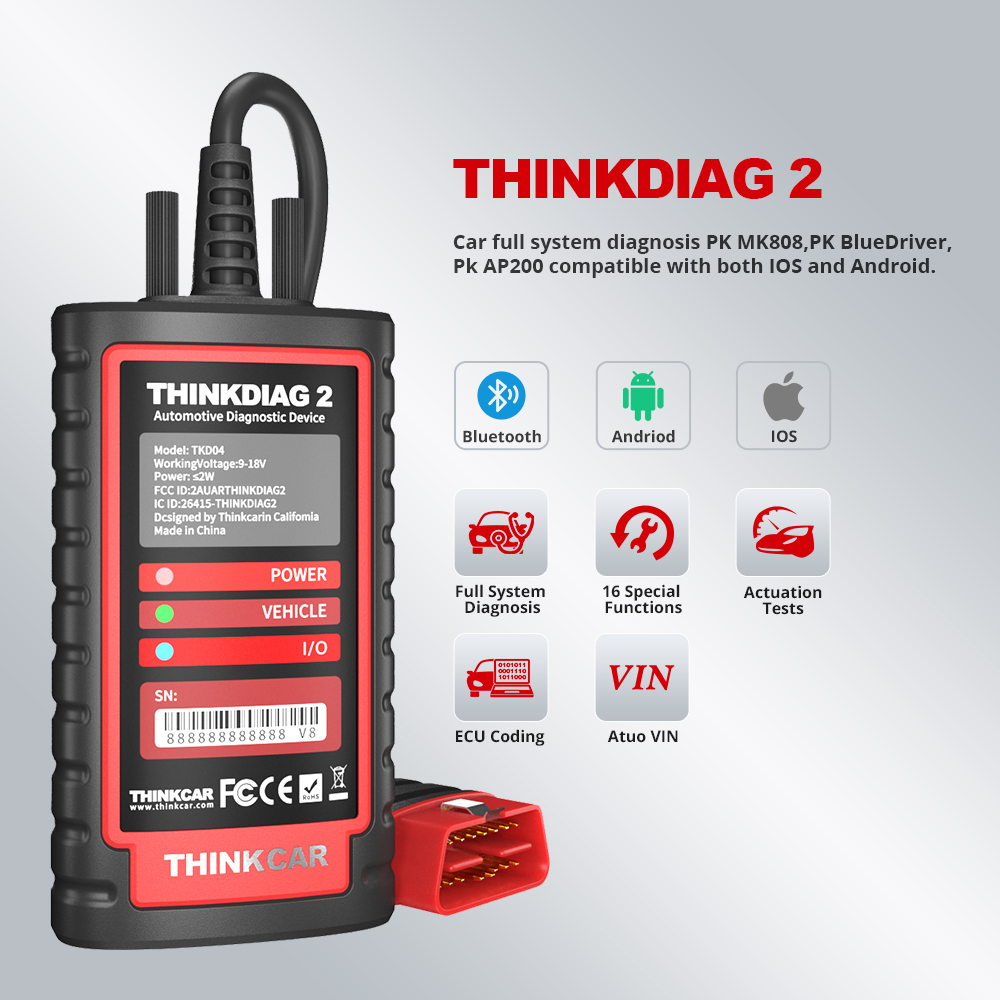 🚗 Scanner de Diagnostic Professionnel Bluetooth : THINKCAR ThinkDiag 2 (Support CAN-FD) 📱🔧 — photo 4 sur 9