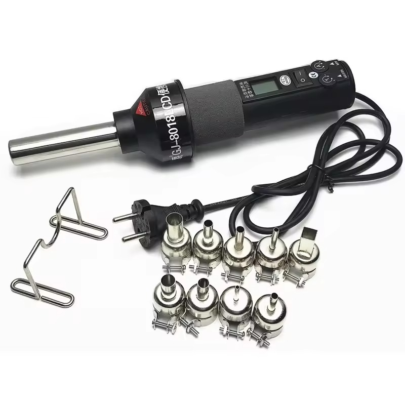 🔥 Pistolet à Air Chaud Numérique Portable (GJ-8018LCD) + Kit 9 Buses 🛠️⚡