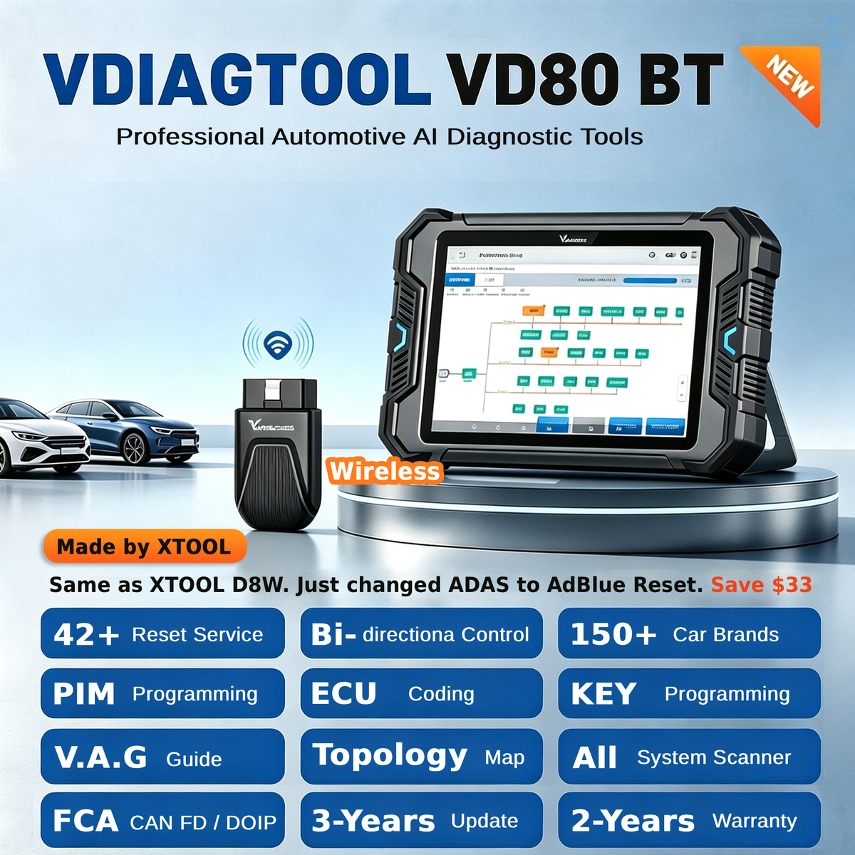 🚀 Valise de Diagnostic Tout-en-Un & Programmation de Clés : VEDIAGTOOL VD80 BT (Édition 2026) 🚗🔑 — photo 2 sur 6