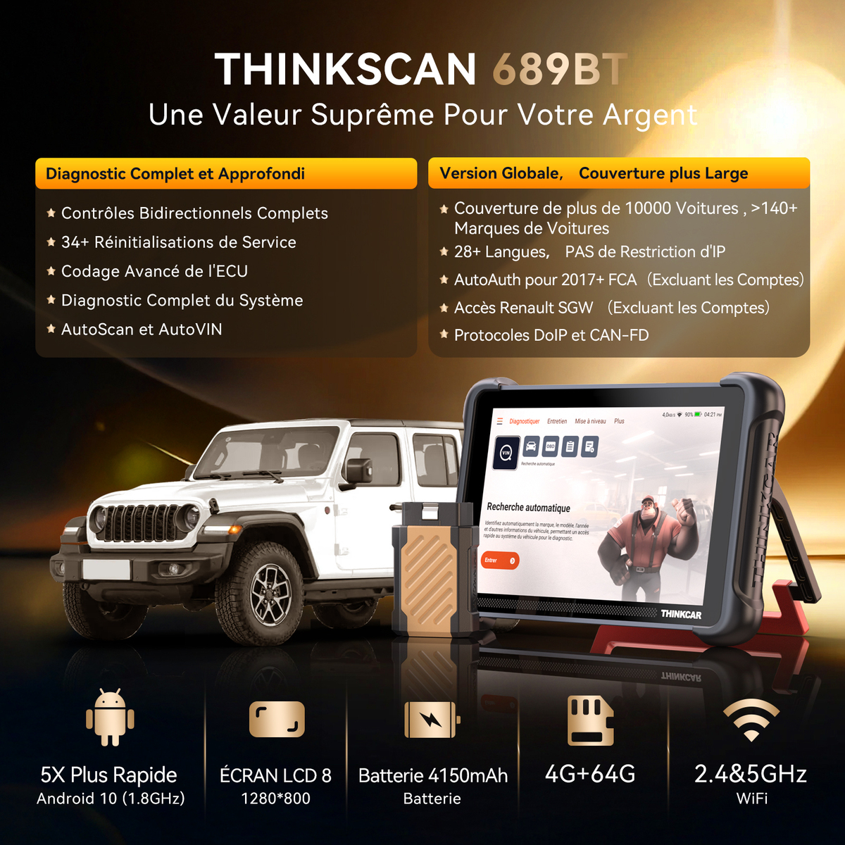🚀 Valise de Diagnostic Sans Fil Haut de Gamme : THINKCAR THINKSCAN 689BT (Mises à jour GRATUITES à VIE !) 💻🔧 — photo 2 sur 6
