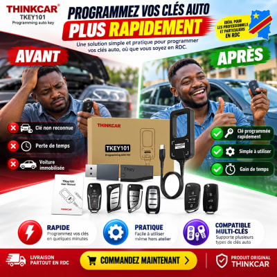 🔑 Module Programmateur de Clés Universel : THINKCAR TKEY 101 (Pack avec 6 Clés Télécommandes) 🚗💻