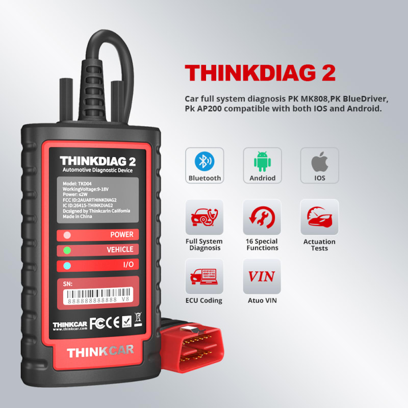 🚗 Scanner de Diagnostic Professionnel Bluetooth : THINKCAR ThinkDiag 2 (Support CAN-FD) 📱🔧 — photo 4 sur 9