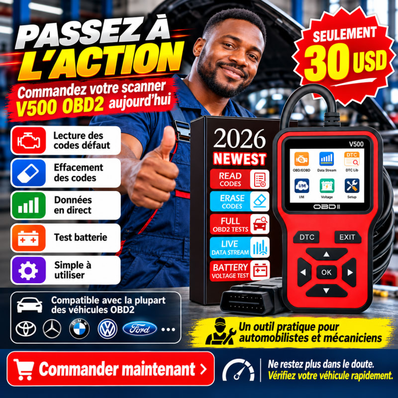 🚗 Scanner de Diagnostic Automobile Portable V500 (Édition 2026) 📱🔍 — photo 6 sur 6