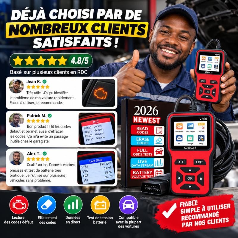 🚗 Scanner de Diagnostic Automobile Portable V500 (Édition 2026) 📱🔍 — photo 2 sur 6