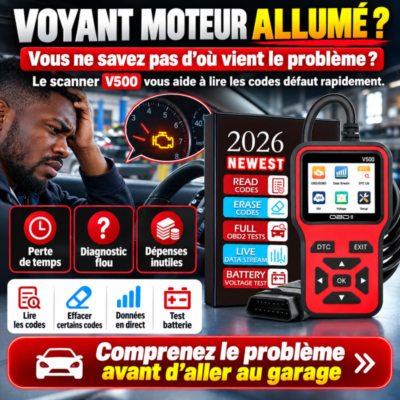 🚗 Scanner de Diagnostic Automobile Portable V500 (Édition 2026) 📱🔍 — photo 4 sur 6