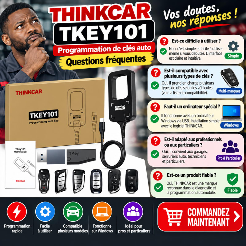 🔑 Module Programmateur de Clés Universel : THINKCAR TKEY 101 (Pack avec 6 Clés Télécommandes) 🚗💻 — photo 3 sur 6