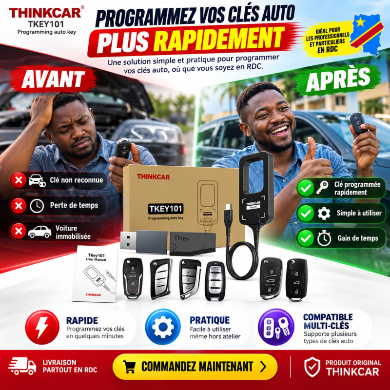 🔑 Module Programmateur de Clés Universel : THINKCAR TKEY 101 (Pack avec 6 Clés Télécommandes) 🚗💻 — photo 1 sur 6
